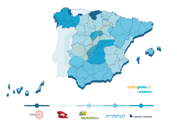 Distribuidoras de electricidad España mapa distribución luz