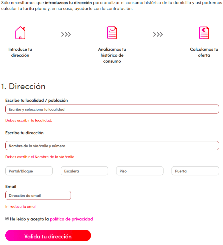 Contrataciones online Podo luz y gas