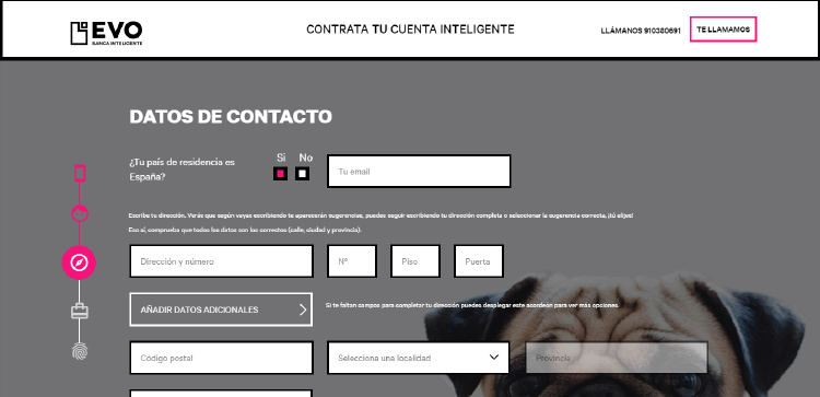 Cuenta Inteligente Evo Paso 4: Datos de contacto