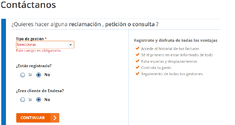 formulario de endesa online Contacta con endesa online