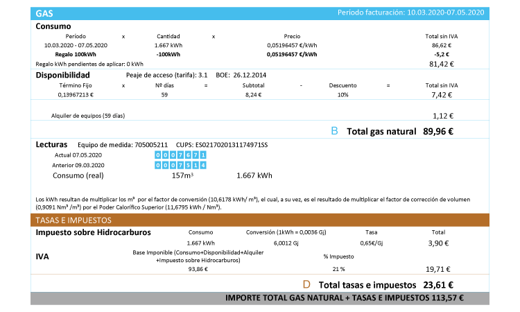 Total Energies Edp Residencial Factura De Gas Recibo 2021