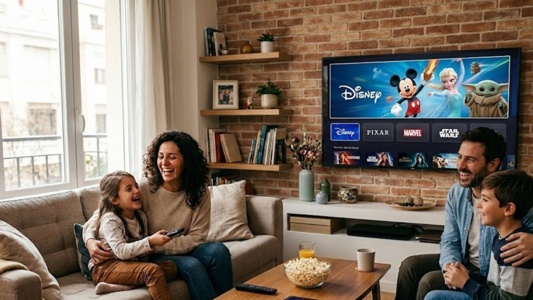 familia viendo disney