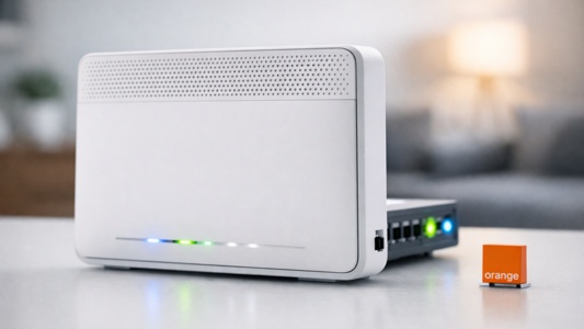 Router de Orange para ilustrar el lanzamiento de su nueva fibra de 5 Gb en España