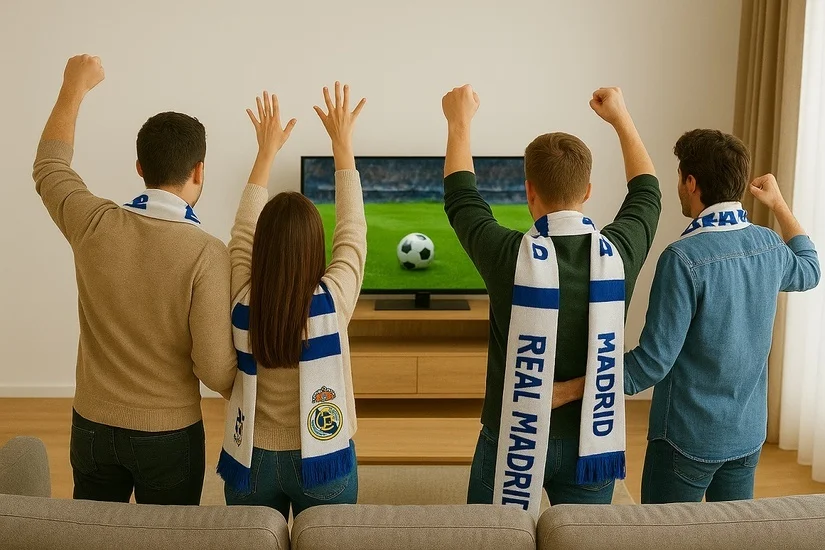 amigos disfrutando de un partido